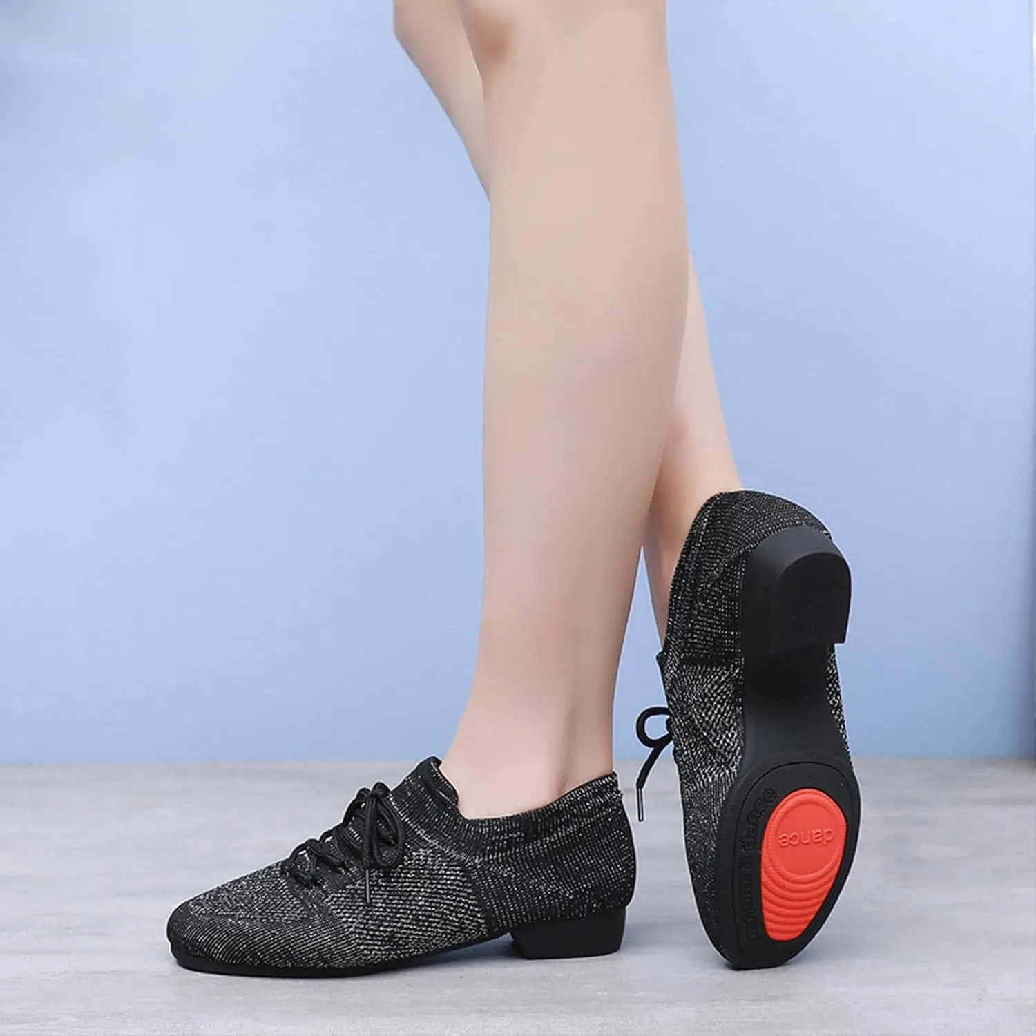 Lace Up Ballet Flats Dance Shoes Round Toe Outdoor Jazz Dance Shoes