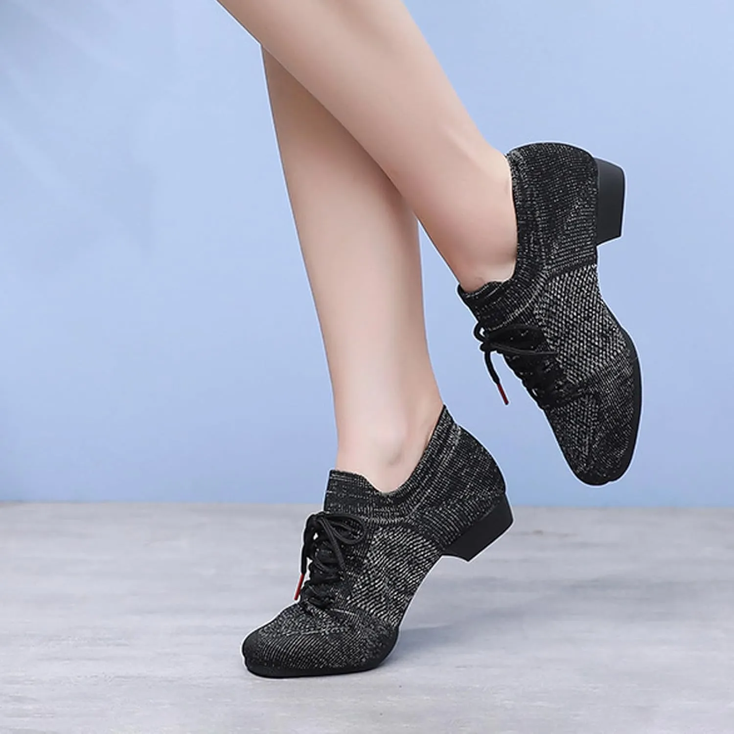 Lace Up Ballet Flats Dance Shoes Round Toe Outdoor Jazz Dance Shoes