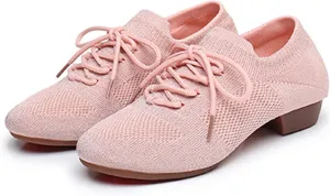 Lace Up Ballet Flats Dance Shoes Round Toe Outdoor Jazz Dance Shoes