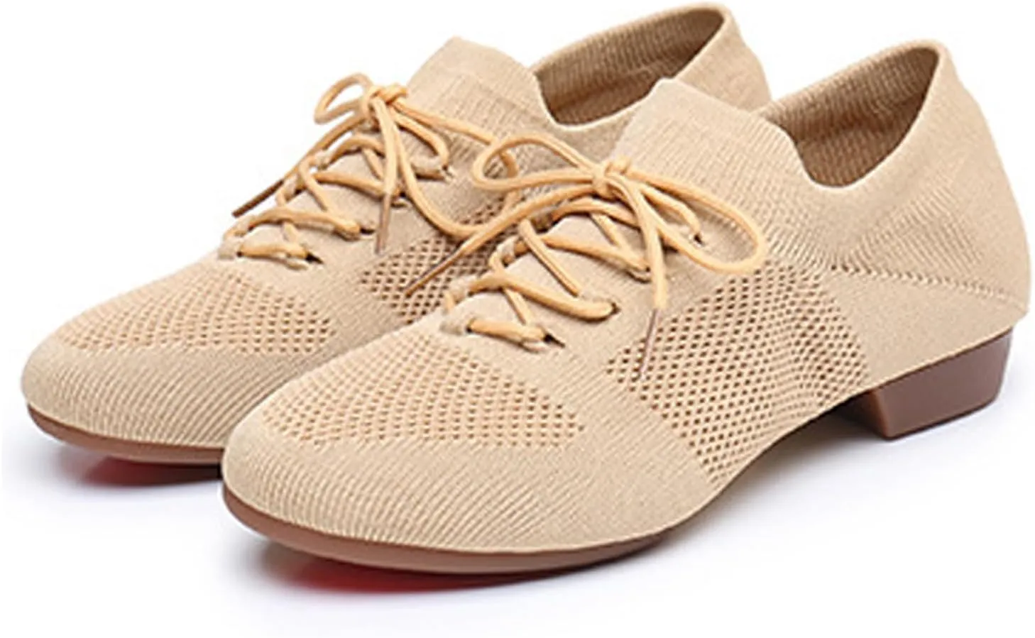 Lace Up Ballet Flats Dance Shoes Round Toe Outdoor Jazz Dance Shoes