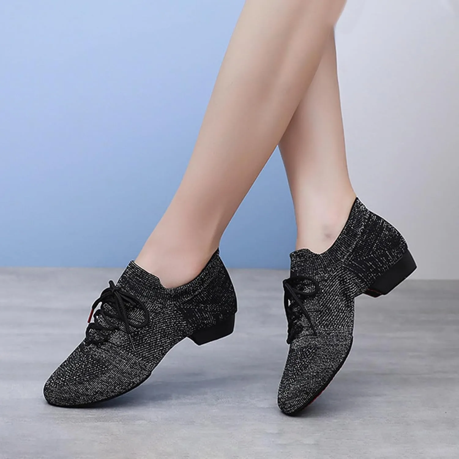 Lace Up Ballet Flats Dance Shoes Round Toe Outdoor Jazz Dance Shoes