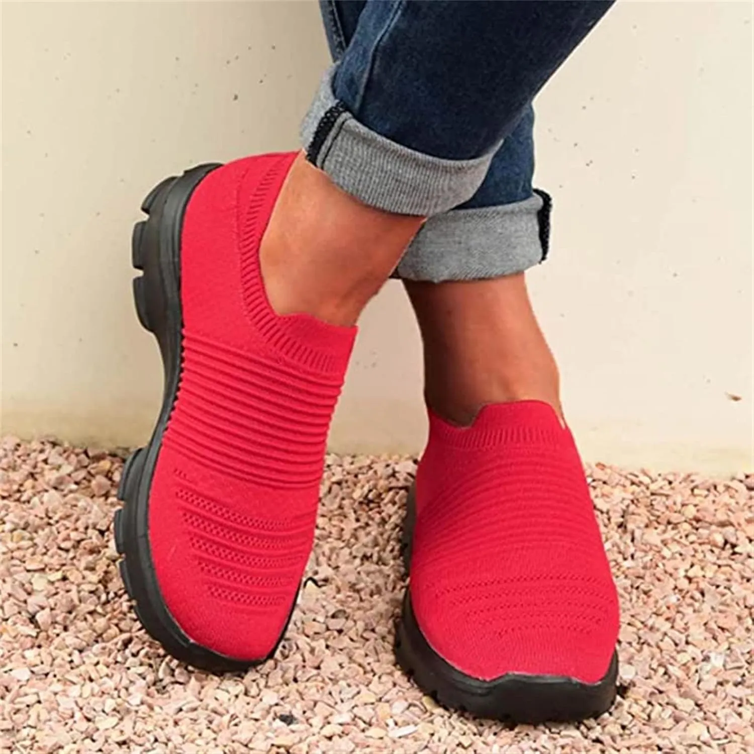 Ladmiple Shoes For Women Sneakers Trendy Slip On Running Shoes Non Slip Walking Shoes Gym Workout Tennis Fashion Sneakers