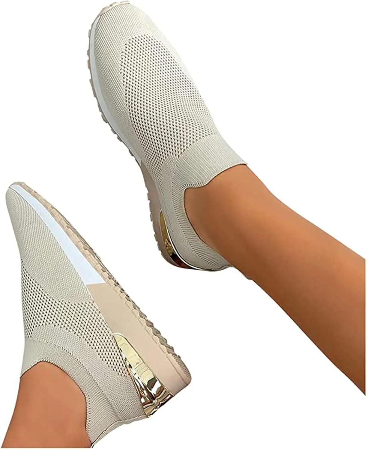 Ladmiple Shoes For Women Sneakers Trendy Walking Shoes Slip on Sock Sneakers Lady Girls Mesh Loafers Running Tennis Shoes