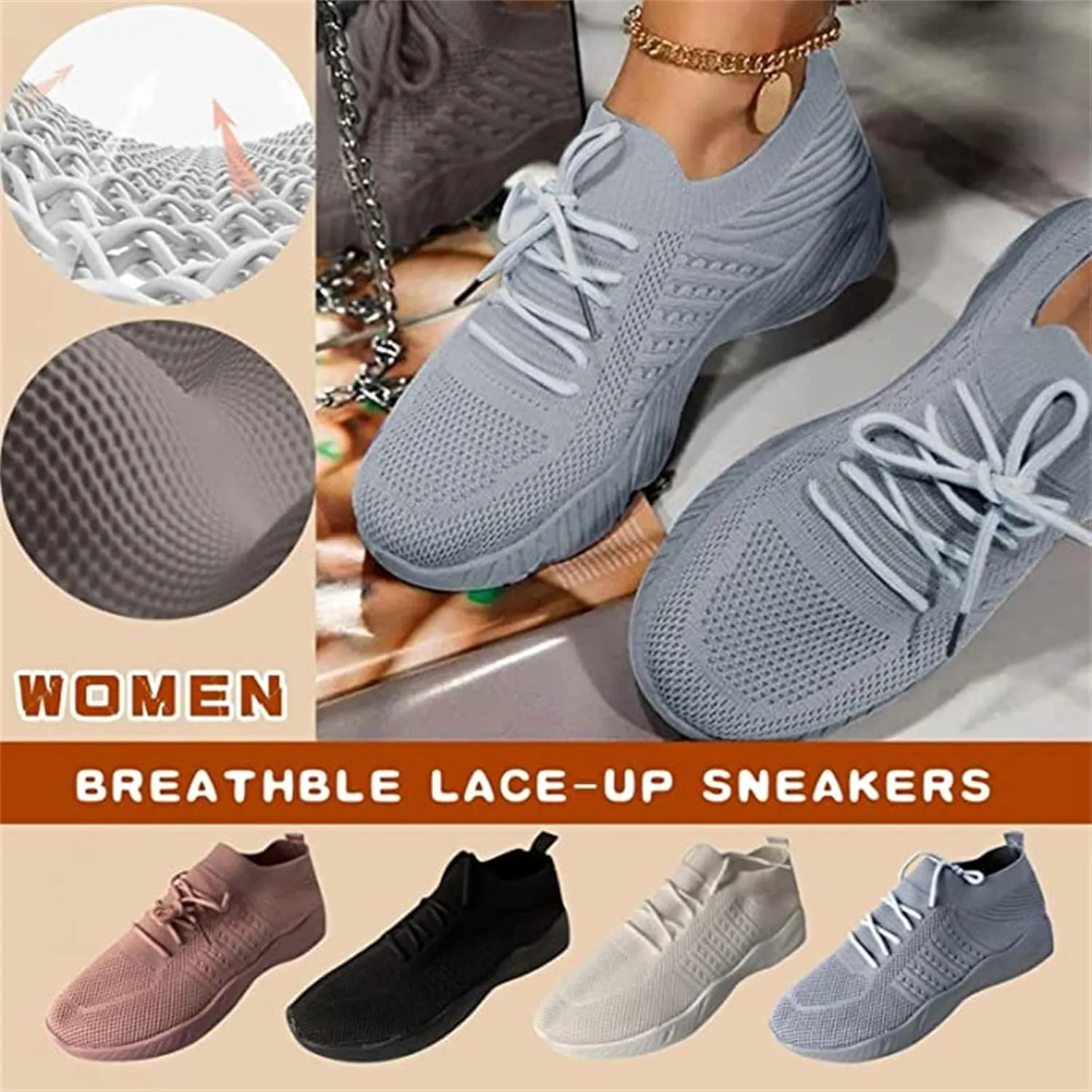 Ladmiple Sneakers For Women Trendy 2025 Slip On Running Shoes Lightweight Gym Workout Walking Tennis Shoes Fashion Sneakers