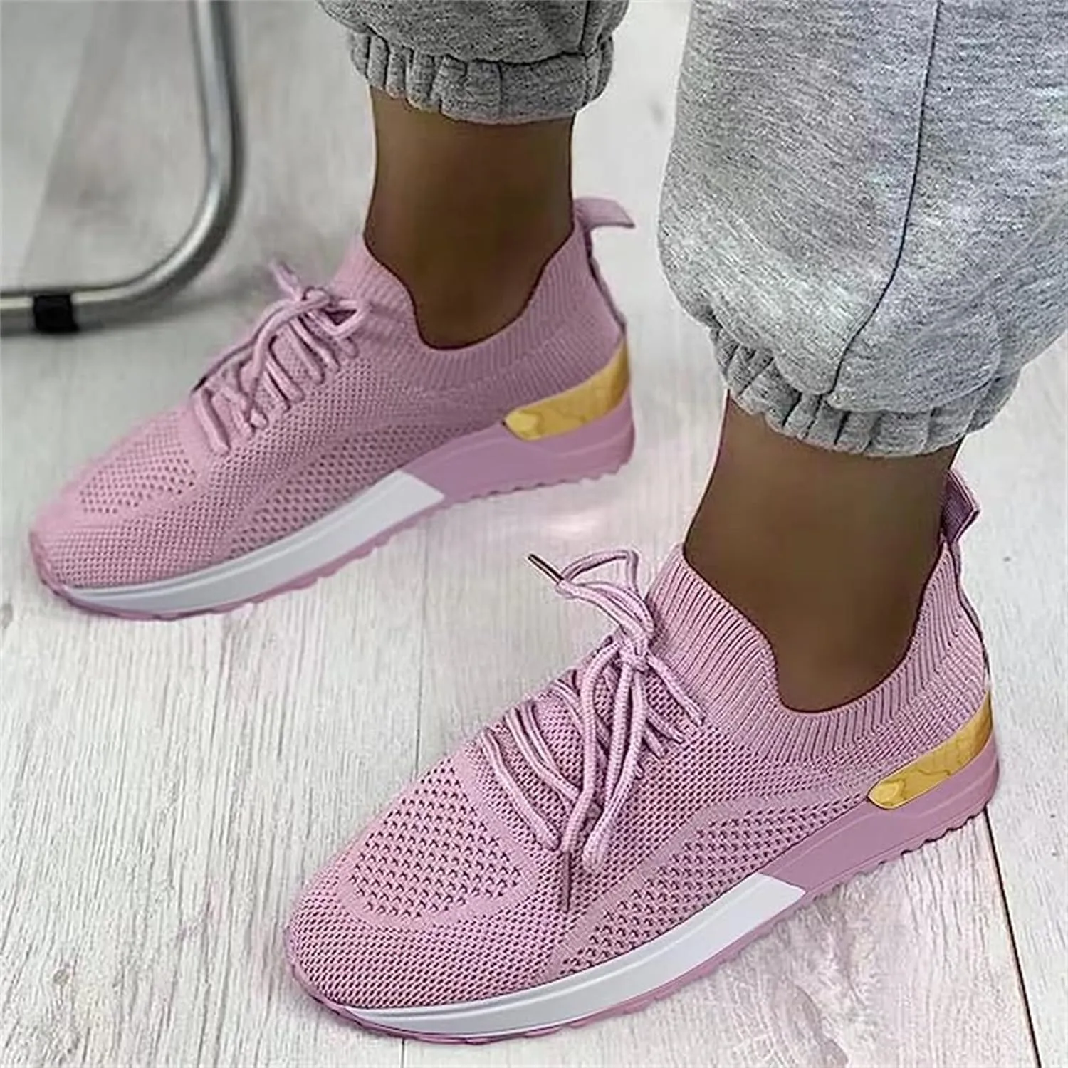 Ladmiple Walking Sneakers For Women Wide Width Tennis Shoes Slip On Memory Foam Non Slip Athletic Running Gym Sneakers