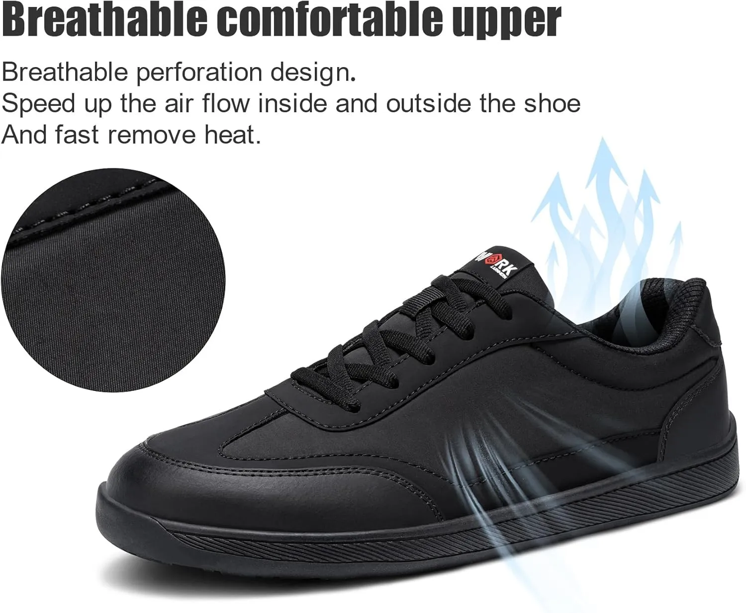 LARNMERN Steel Toe Skate Shoes Men Safety Work Sneakers Wide Toe Box Barefoot Zero Drop Non Slip Shoe