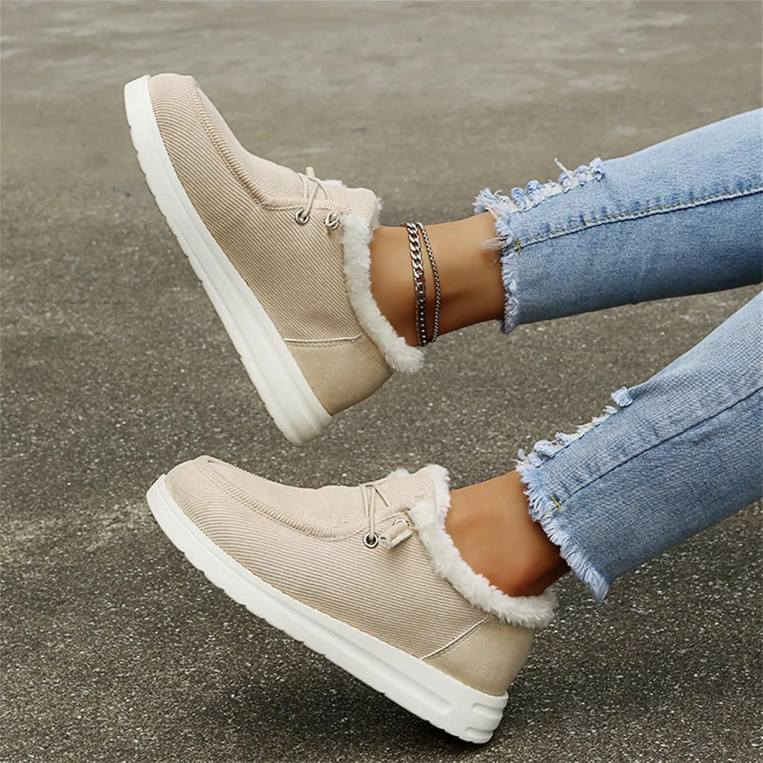 Lausiuoe Winter Boots For Women Fashion Snow Boots Fur Lining Warm Casual Trendy Outdoor Comfortable Fuzzy Shoes 2024