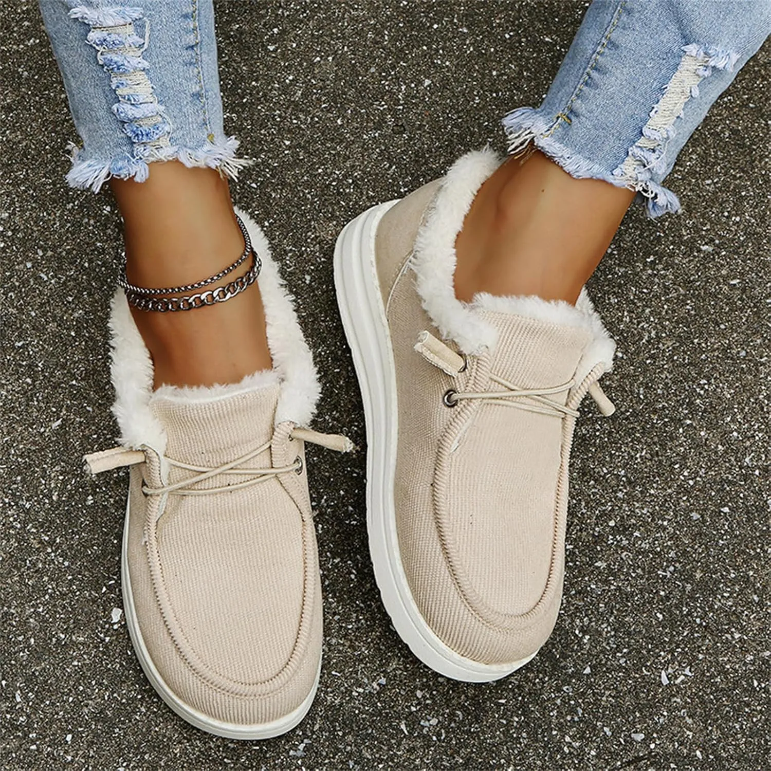 Lausiuoe Winter Boots For Women Fashion Snow Boots Fur Lining Warm Casual Trendy Outdoor Comfortable Fuzzy Shoes 2024