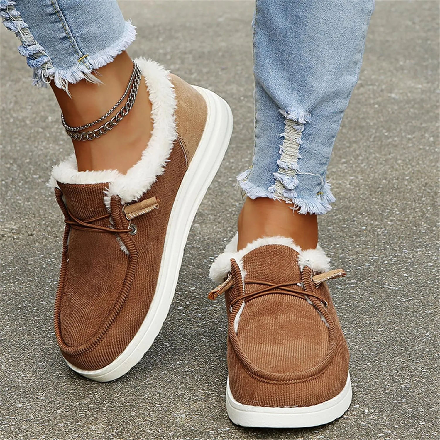 Lausiuoe Winter Boots For Women Fashion Snow Boots Fur Lining Warm Casual Trendy Outdoor Comfortable Fuzzy Shoes 2024