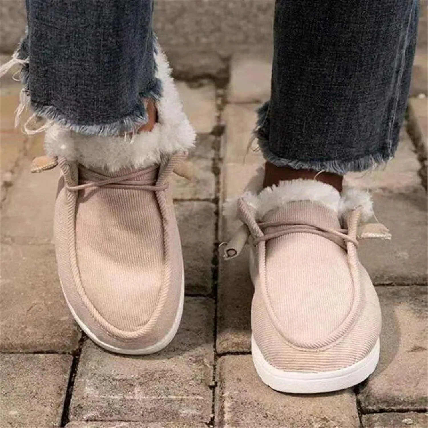 Lausiuoe Winter Boots For Women Fashion Snow Boots Fur Lining Warm Casual Trendy Outdoor Comfortable Fuzzy Shoes 2024