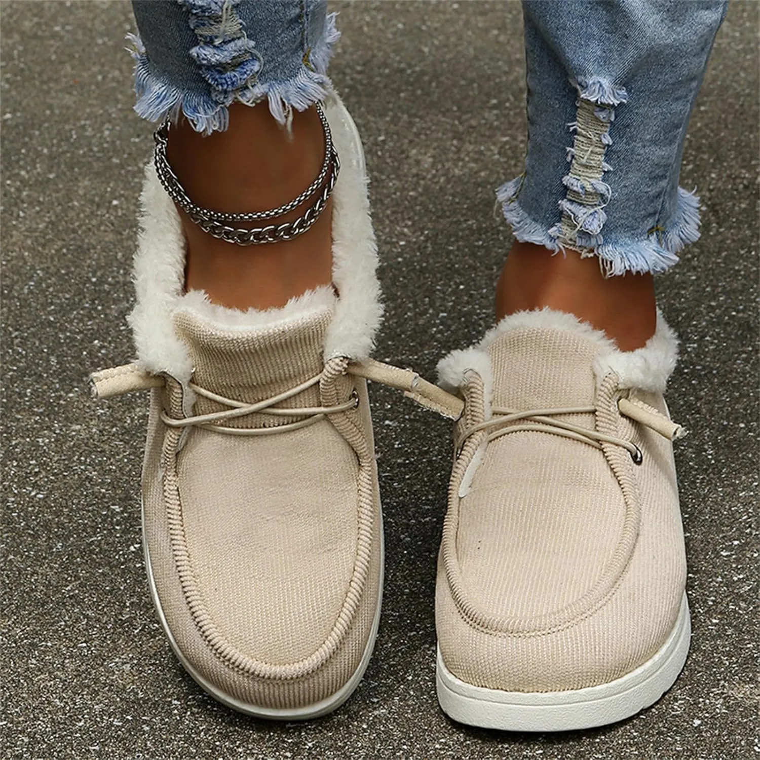 Lausiuoe Winter Boots For Women Fashion Snow Boots Fur Lining Warm Casual Trendy Outdoor Comfortable Fuzzy Shoes 2024