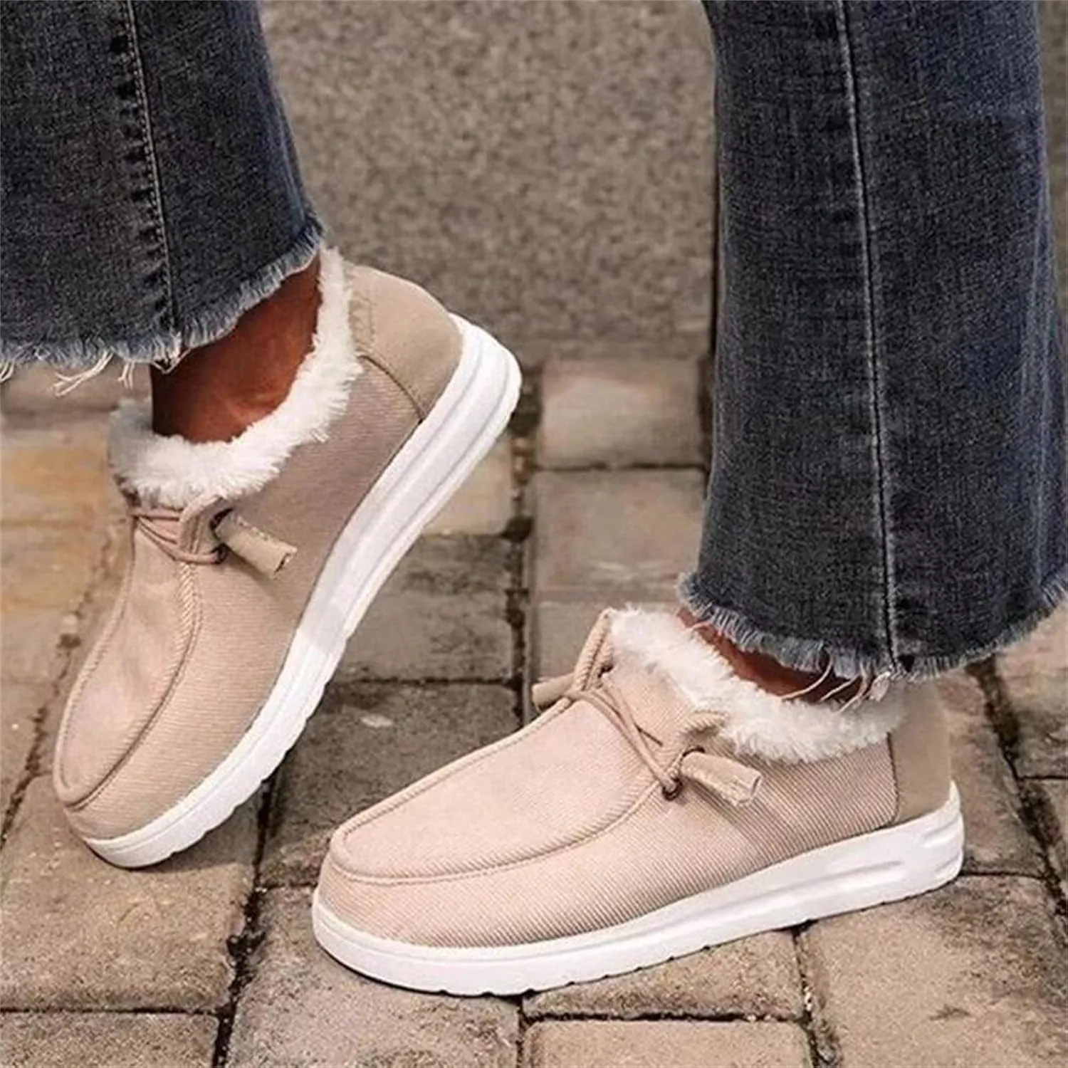 Lausiuoe Winter Boots For Women Fashion Snow Boots Fur Lining Warm Casual Trendy Outdoor Comfortable Fuzzy Shoes 2024