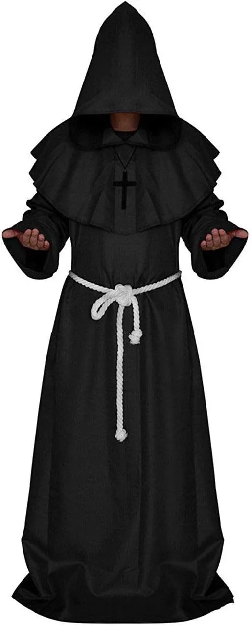LHJ Friar Medieval Hooded Monk Renaissance Priest Robe Costume Cosplay