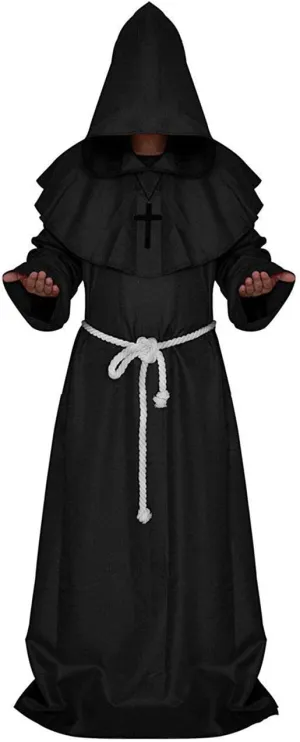 LHJ Friar Medieval Hooded Monk Renaissance Priest Robe Costume Cosplay
