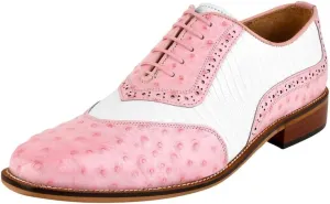 LIBERTYZENO Mens Ostrich Print Genuine Leather Adults Oxford Lace Up Dress Shoes for Prom Graduation