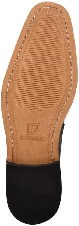 LIBERTYZENO Mens Ostrich Print Genuine Leather Adults Oxford Lace Up Dress Shoes for Prom Graduation