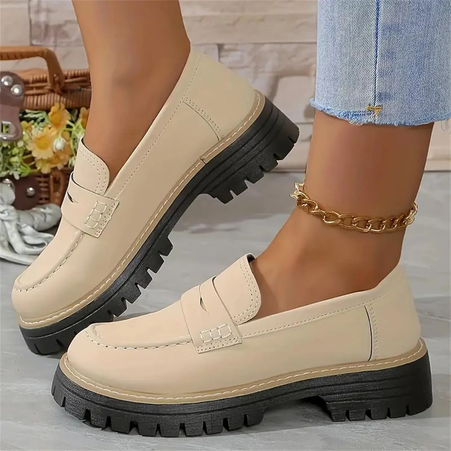 Loafers Shoes for Women Comfortable Slip On Work Office Shoe Platform Business Casual Dress Shoes Walking Trendy Flats Loafer Sneakers Platform Penny Loafer