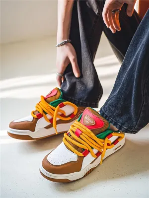 Men's Casual Shoes Fashion Platform Chunky Sneakers Trendy Comfortable All Seasons Men's Lace Up Sneakers