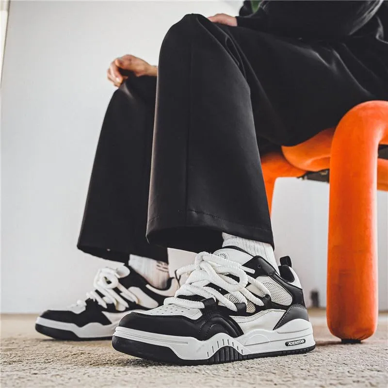 Men's Casual Shoes Fashion Platform Chunky Sneakers Trendy Comfortable All Seasons Men's Lace Up Sneakers