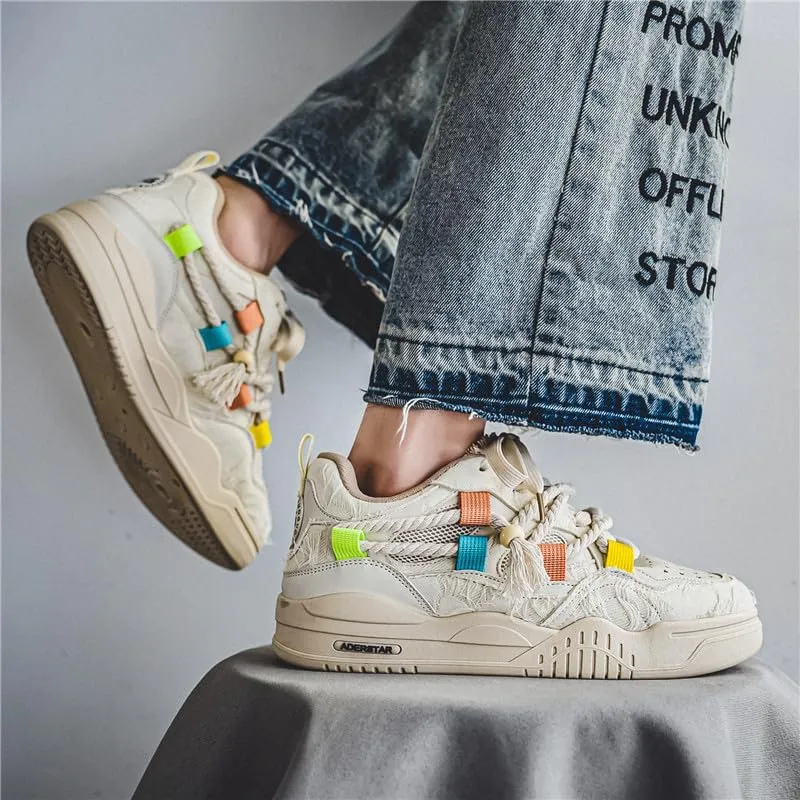 Men's Casual Shoes Fashion Platform Chunky Sneakers Trendy Comfortable All Seasons Men's Lace Up Sneakers