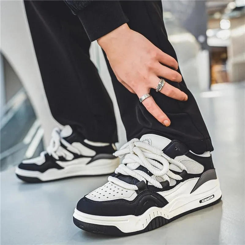 Men's Casual Shoes Fashion Platform Chunky Sneakers Trendy Comfortable All Seasons Men's Lace Up Sneakers