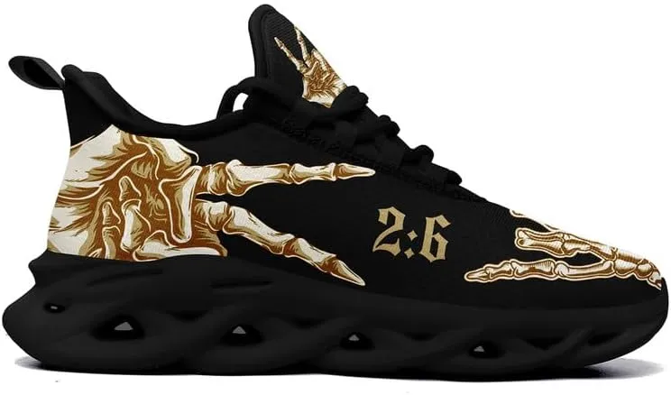 Men's Skull Running Shoes Lightweight Cushion Sports Walking Shoes Cool Non Slip Gym Training Breathable Tennis Shoes