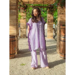 MONK & MEI Begum Chikankari Kaftan and Pant (Set of 2)