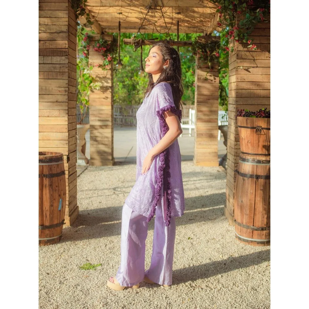 MONK & MEI Begum Chikankari Kaftan and Pant (Set of 2)
