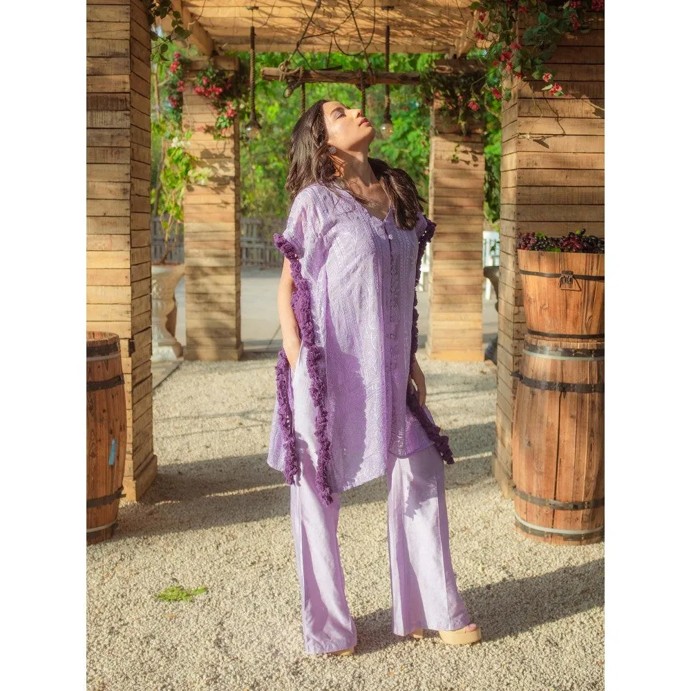 MONK & MEI Begum Chikankari Kaftan and Pant (Set of 2)