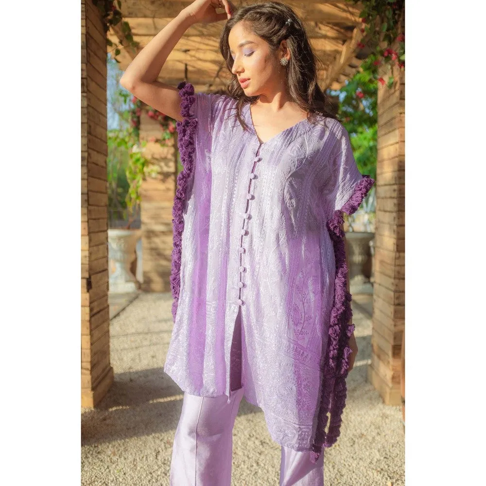 MONK & MEI Begum Chikankari Kaftan and Pant (Set of 2)