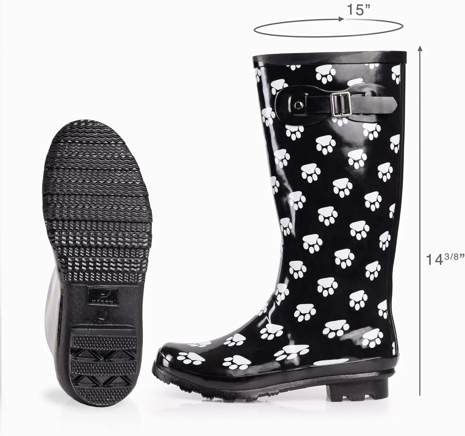 NORTY Women's Hurricane Rain Boots Knee High Calf Length - Glossy Matte Waterproof Rubber Tall Shoes