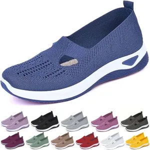 Orthopedic Shoes for Women Lightweight Wide Width Arch Support Woven Mesh Breathable Comfortable Soft Soled Nurse Shoes Slip On Diabetic Sneakers