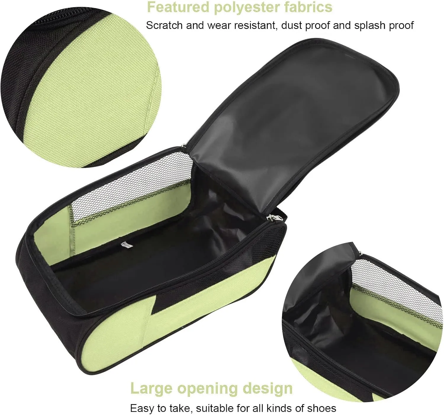 Portable Dustproof Breathable Golf Shoe Bag Golf Shoe Storage Bag for Travel Men Women (Black)(Color:Black Green)