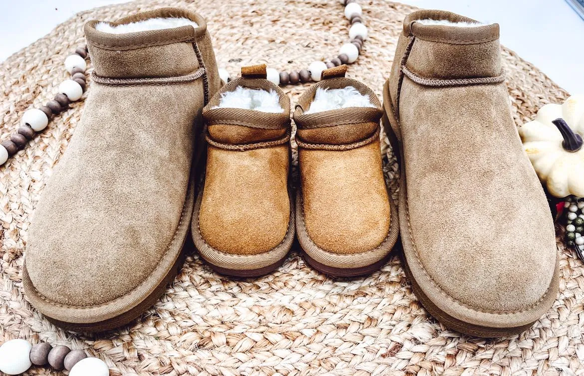 RTS: Faux Fur and Suede Mini Shortie Boots-