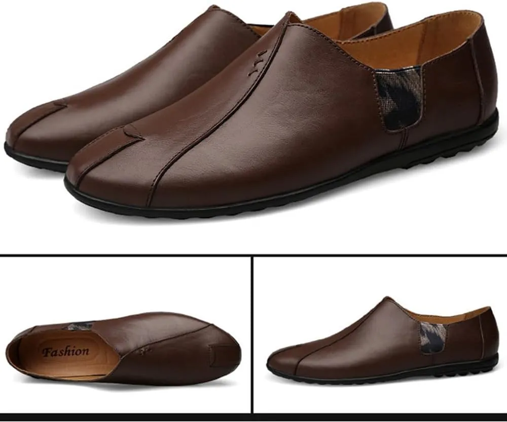 Santimon Men's Winter Loafers - Slip on Indoor Warm Mules Waterproof Outdoor Slipper Shoes with Fur Lining