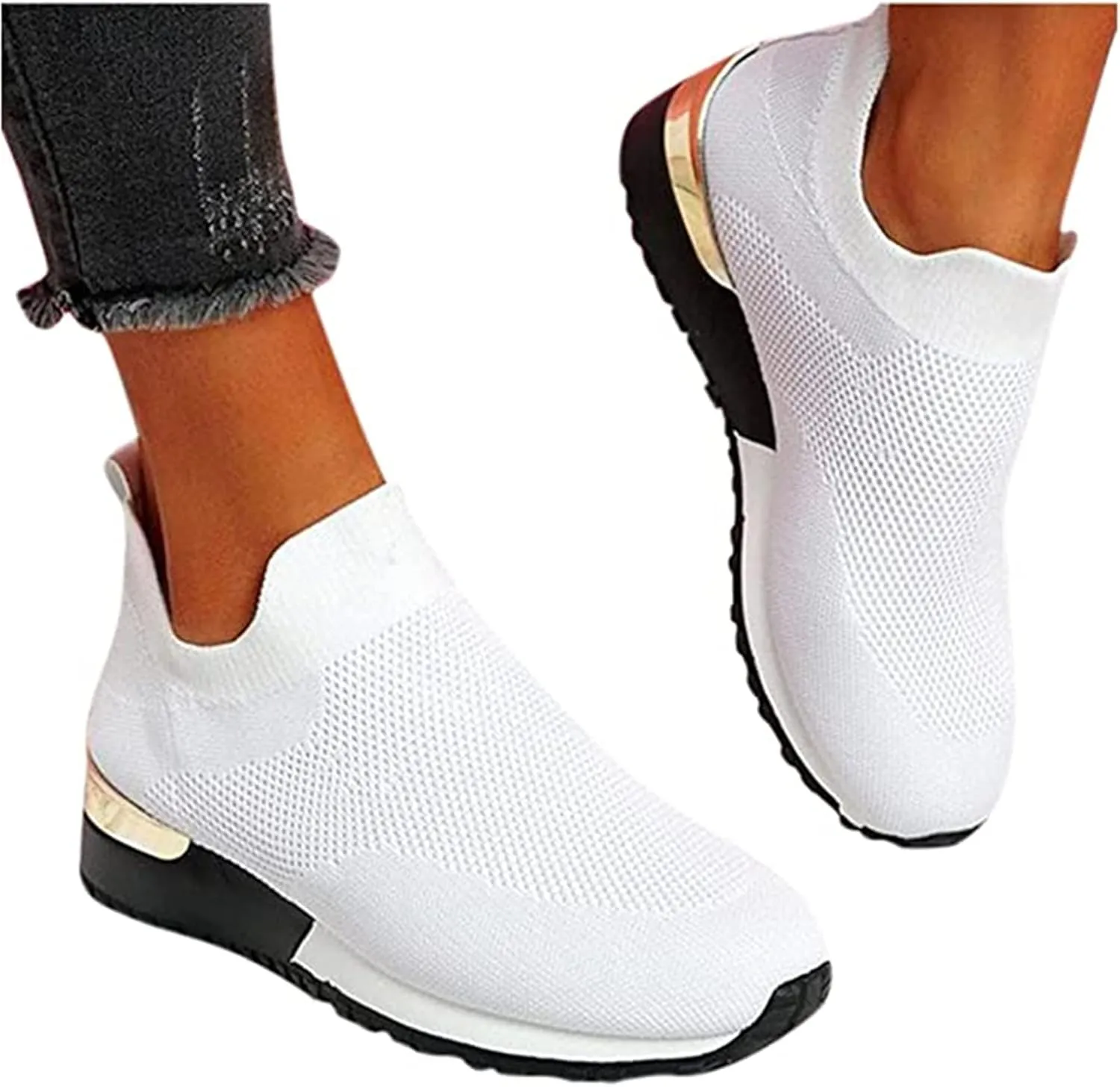 Shoes For Women Sneakers Trendy Athletic Walking Running Shoes Slip On Mesh-Comfortable Athletic Tennis Workout Sneakers