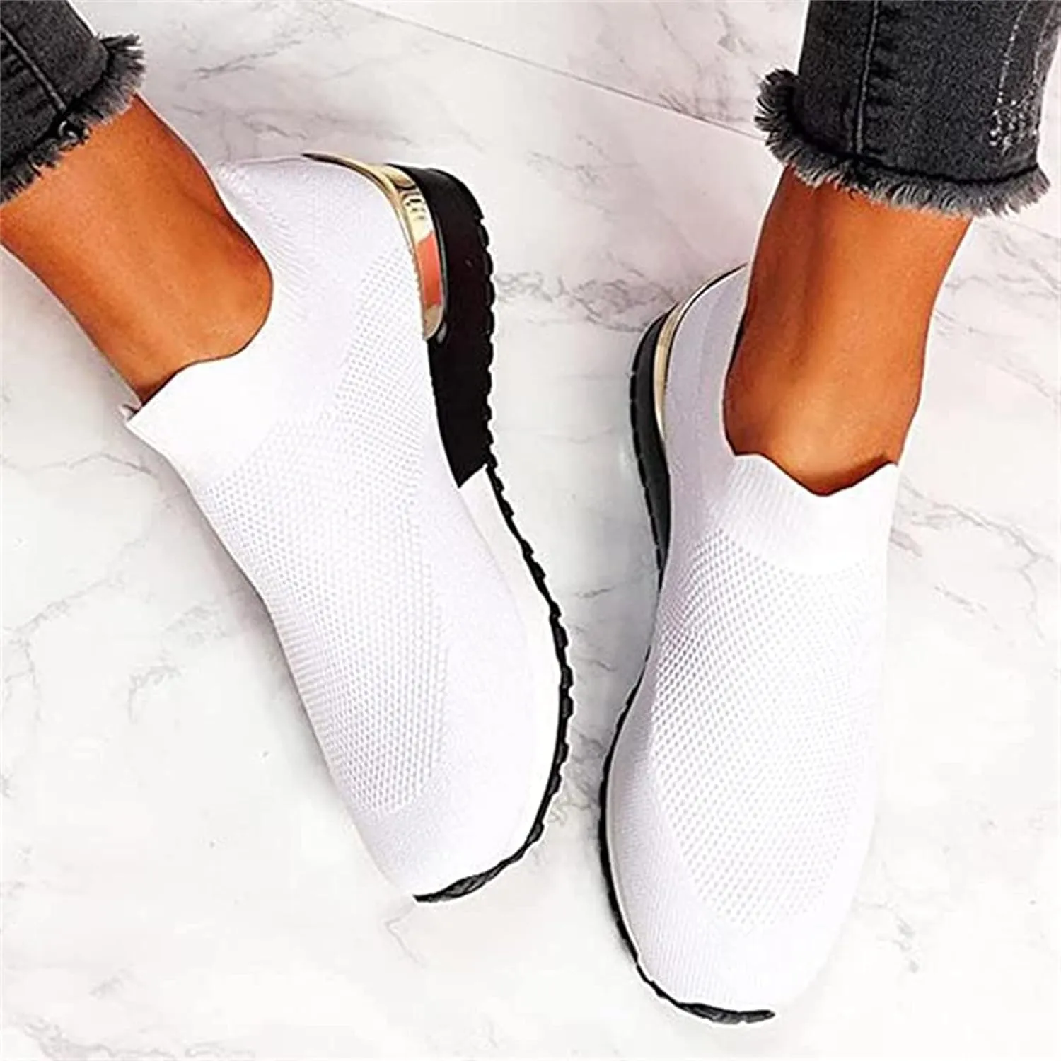 Shoes For Women Sneakers Trendy Athletic Walking Running Shoes Slip On Mesh-Comfortable Athletic Tennis Workout Sneakers