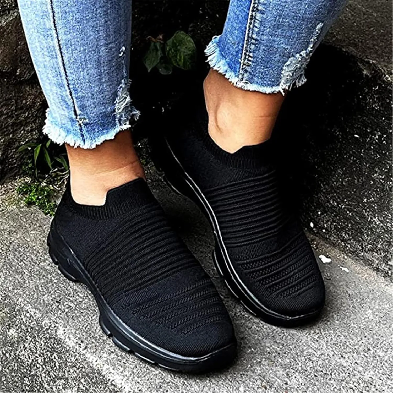 Shoes For Women Sneakers Trendy Walking Tennis Shoes Slip On Memory Foam Casual Athletic Running Sneakers for Gym Travel