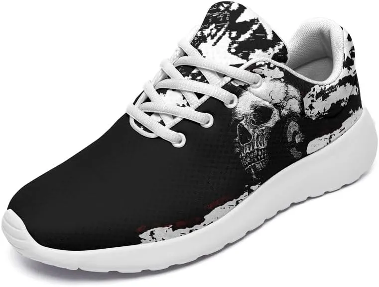 Skull Running Shoes for Women Men Mesh Breathable Comfort Walking Sneaker Sports Athletic Halloween Shoes