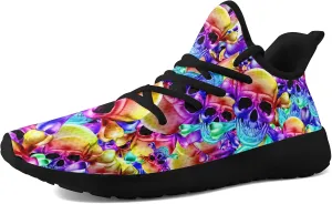 Skull Walking Shoes for Men Mesh Athletic Road Running Shoes Lightweight Breathable Halloween Training Sports Shoes Tennis Walking Sneaker