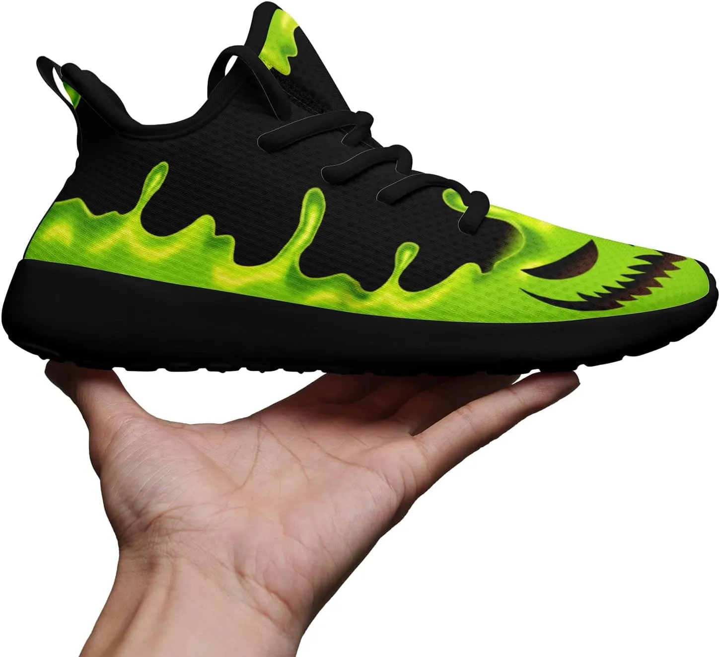 Skull Walking Shoes for Men Mesh Athletic Road Running Shoes Lightweight Breathable Halloween Training Sports Shoes Tennis Walking Sneaker