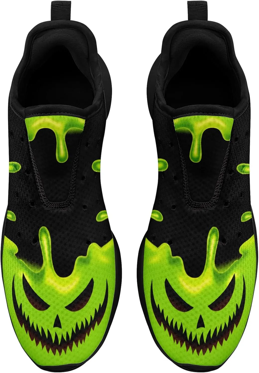 Skull Walking Shoes for Men Mesh Athletic Road Running Shoes Lightweight Breathable Halloween Training Sports Shoes Tennis Walking Sneaker