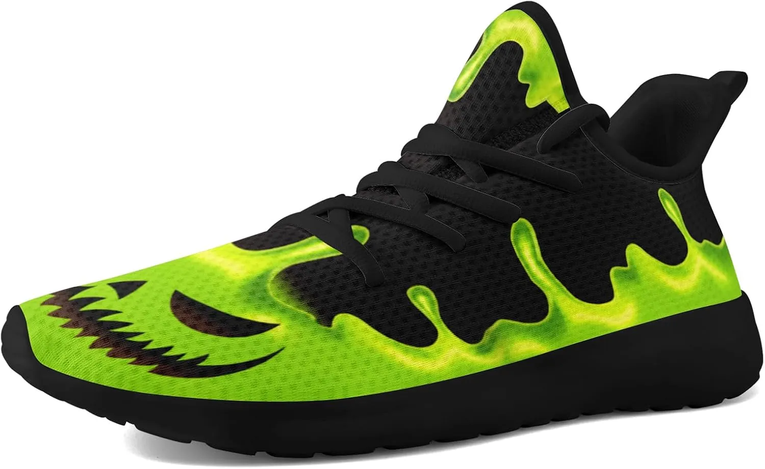 Skull Walking Shoes for Men Mesh Athletic Road Running Shoes Lightweight Breathable Halloween Training Sports Shoes Tennis Walking Sneaker