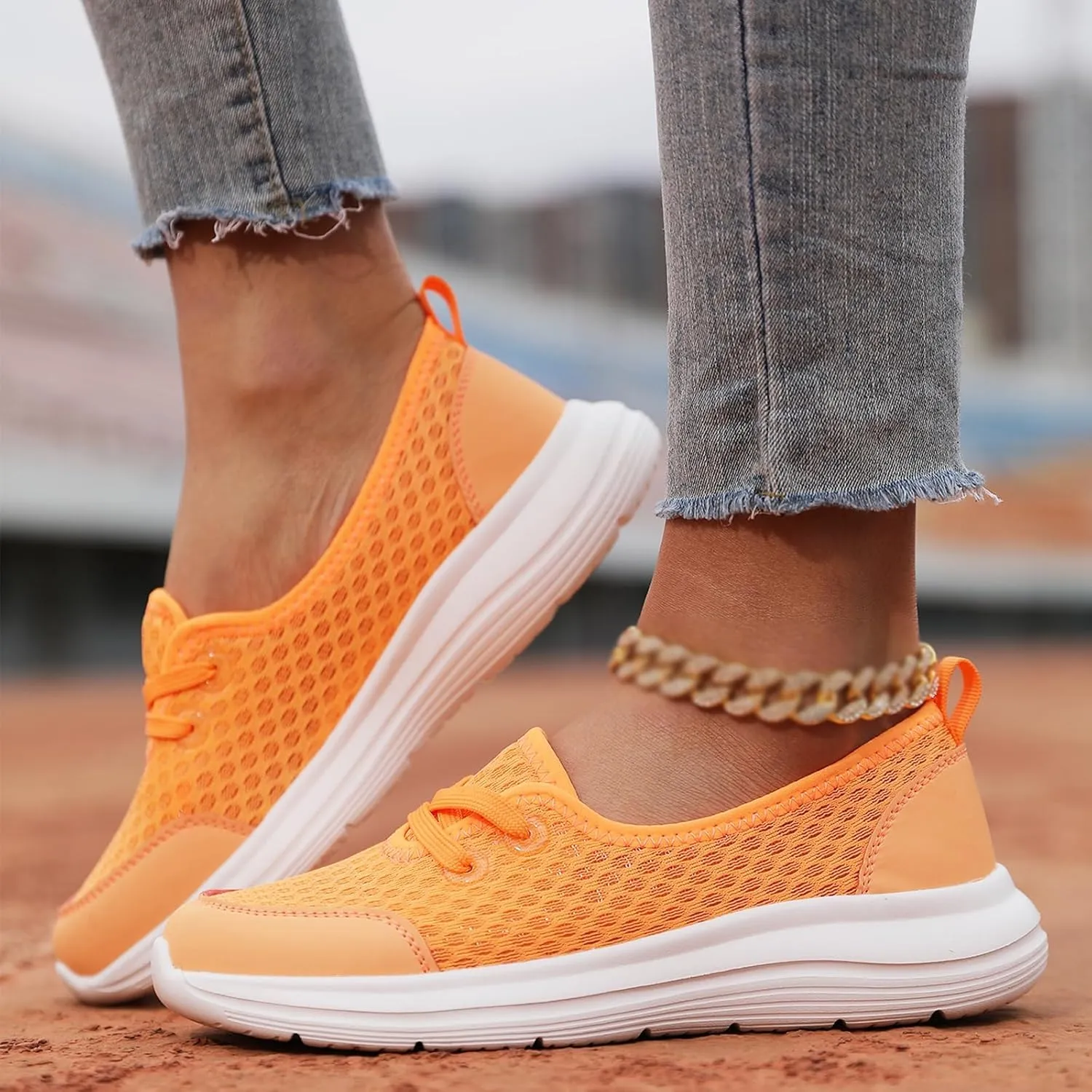 Slip On Orthopedic Sneakers for Women Soft Sole Mesh Comfort Arch Support Shoes Lightweight Wide Width Non Slip Shoes Woven Low Top Walking Shoe Summer Casual Sneaker