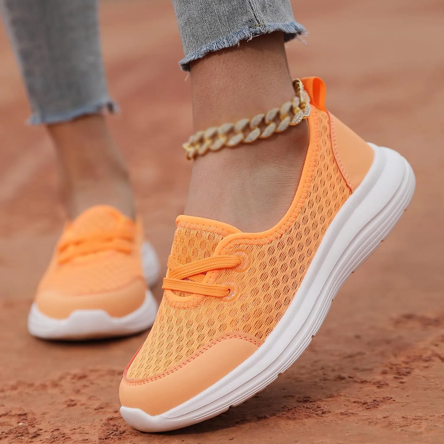 Slip On Orthopedic Sneakers for Women Soft Sole Mesh Comfort Arch Support Shoes Lightweight Wide Width Non Slip Shoes Woven Low Top Walking Shoe Summer Casual Sneaker