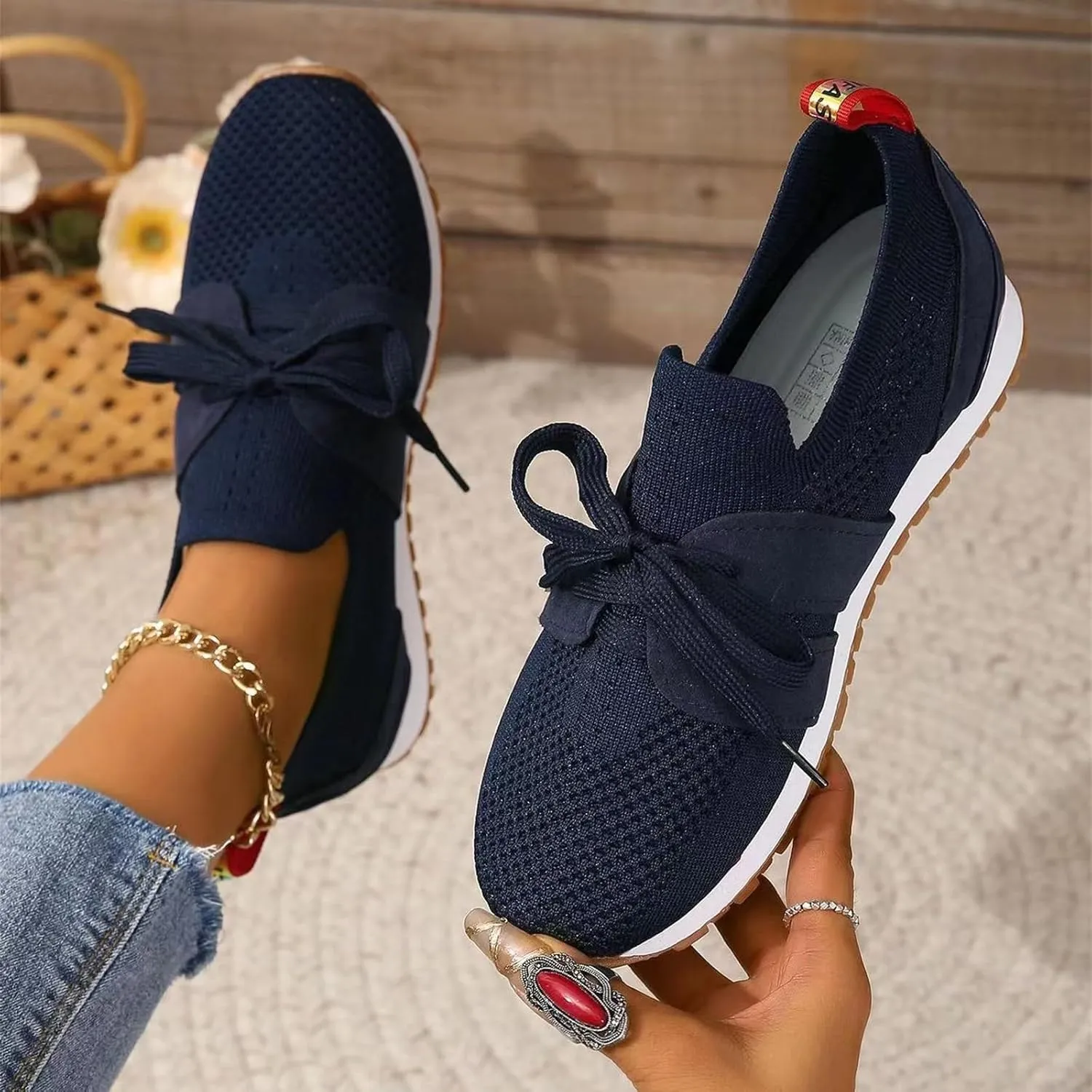 Slip On Sneakers Women Arch Support Walking Tennis Shoes Memory Foam Lightweight Casual Athletic Running Gym Shoes