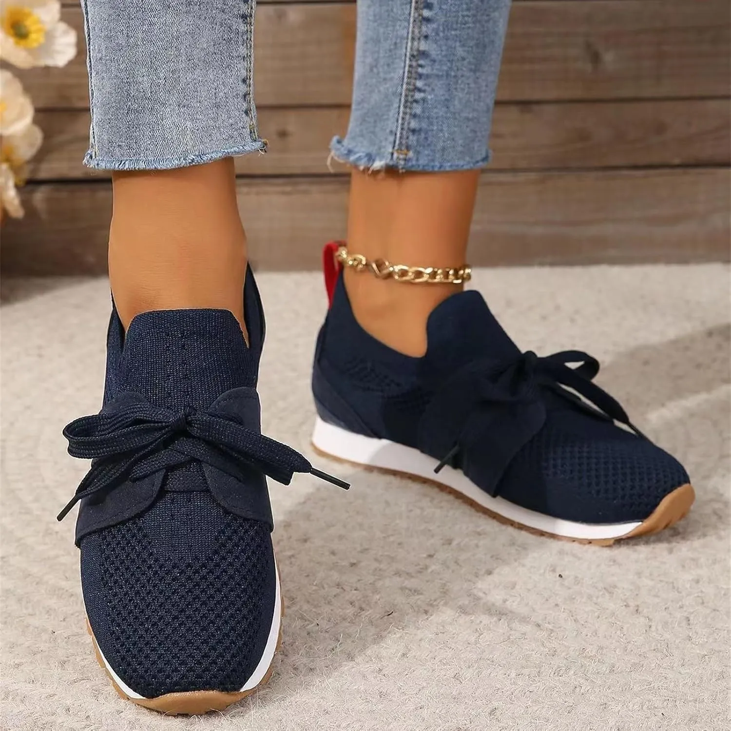 Slip On Sneakers Women Arch Support Walking Tennis Shoes Memory Foam Lightweight Casual Athletic Running Gym Shoes