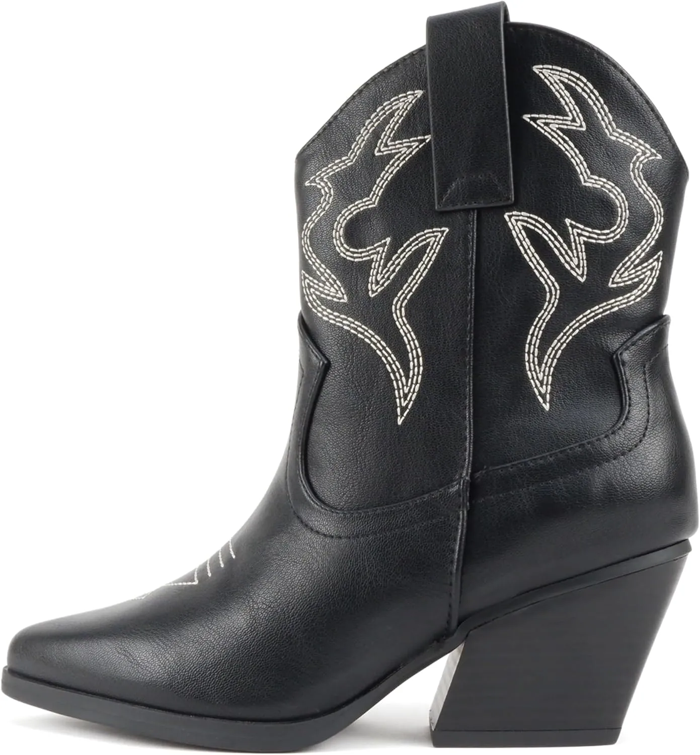 Soda BLAZING ~ Women Western Bootie Pointe Toe with Low Heel (Wide Fit Available)