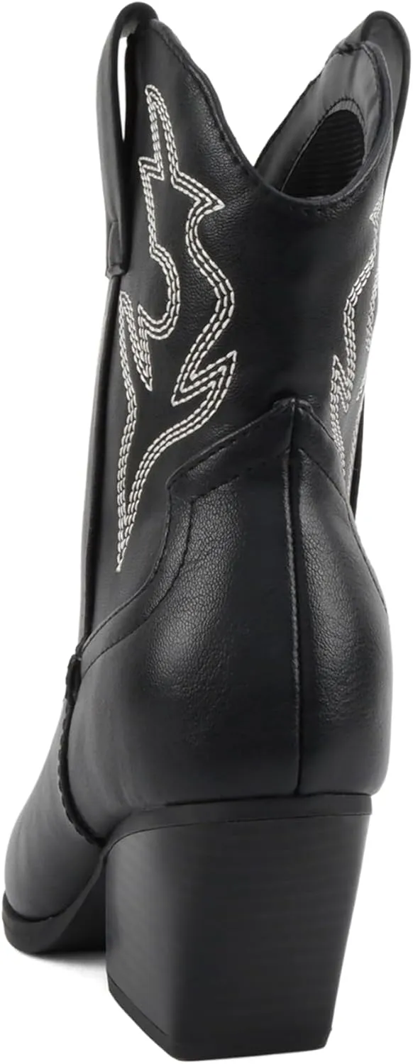 Soda BLAZING ~ Women Western Bootie Pointe Toe with Low Heel (Wide Fit Available)