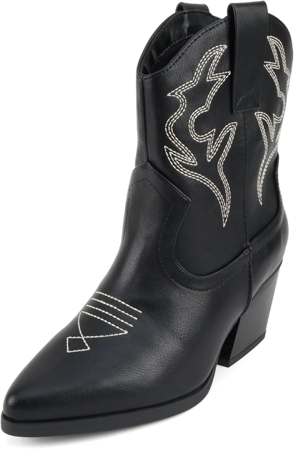 Soda BLAZING ~ Women Western Bootie Pointe Toe with Low Heel (Wide Fit Available)